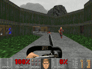 Captura de Doom (1993), con enemigos y barra de estado