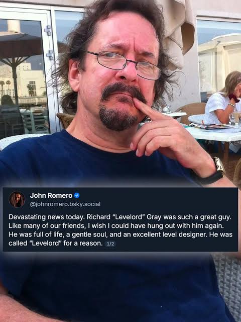 Richard Gray con un mensaje de despedida de John Romero en redes sociales