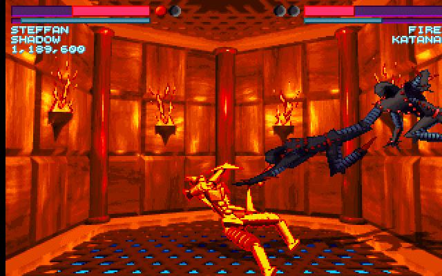 Captura de One Must Fall 2097: combate entre dos HAR en una arena del torneo