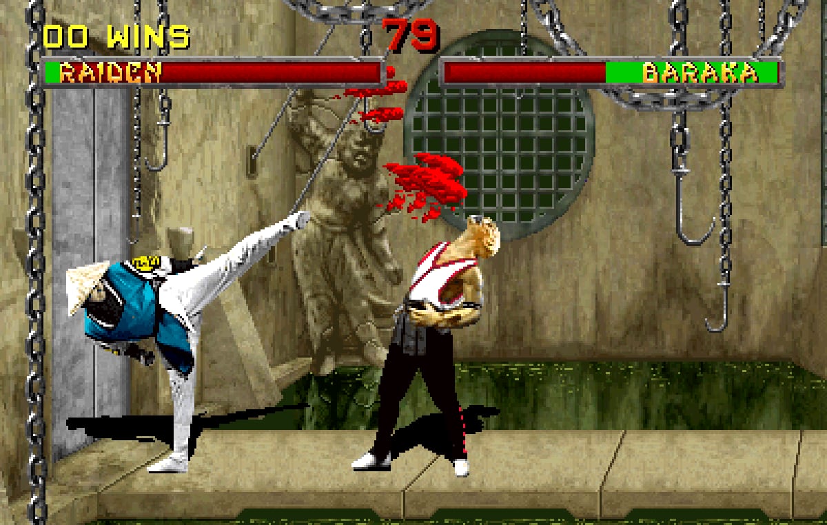 Combate en The Armory: Sonya y Baraka en la versión de arcade