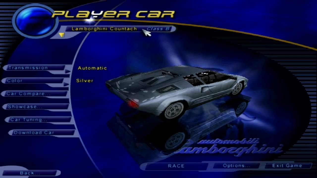 Need for Speed III — el menú para elegir tu auto